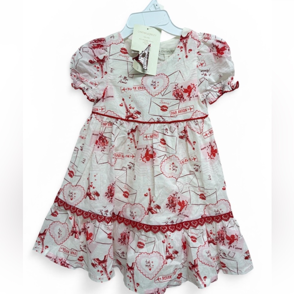 Cynthia Rowley Red and White Eiffel Tower Dress Size 4T